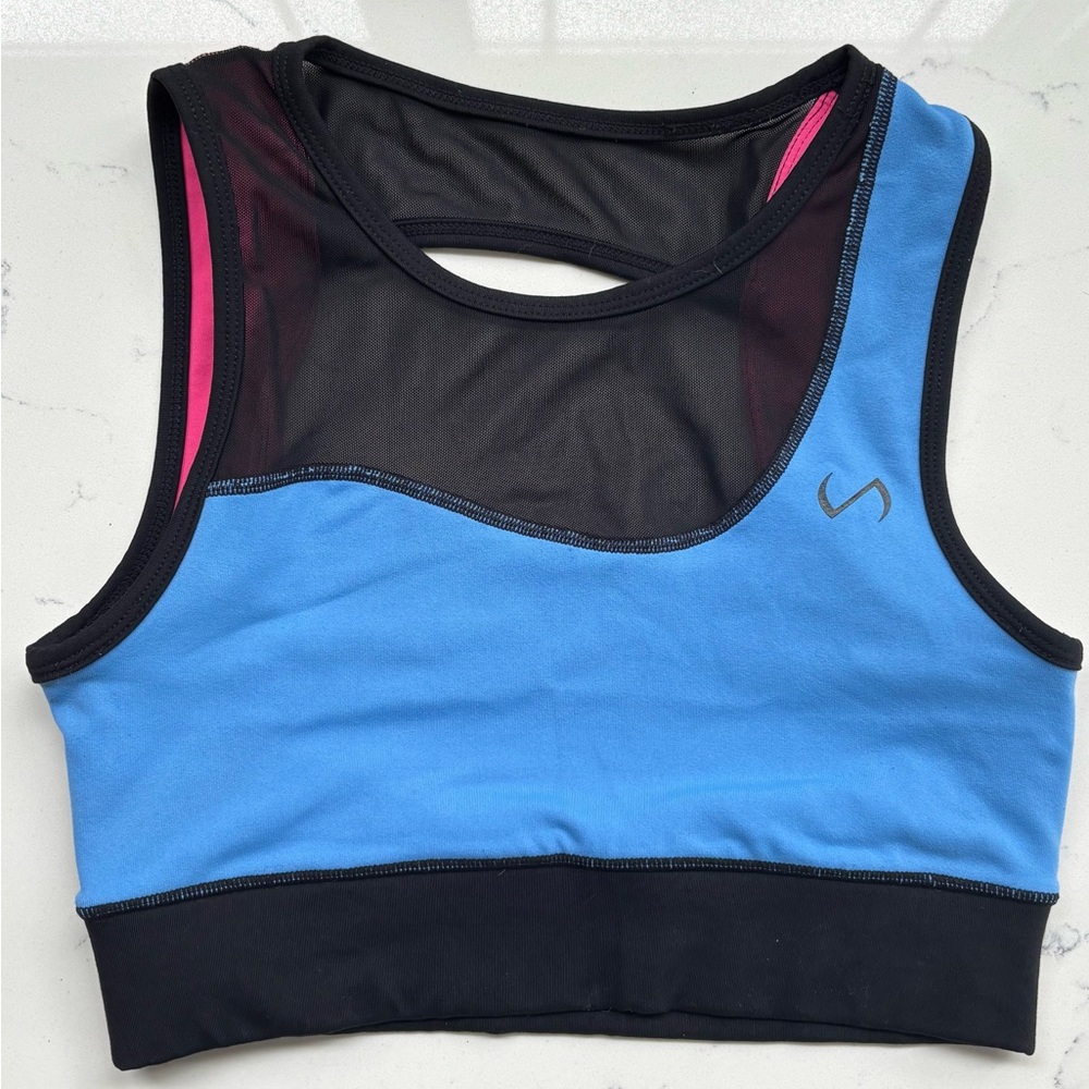 TLF Impressive Blue and Black Racerback Sports Bra
